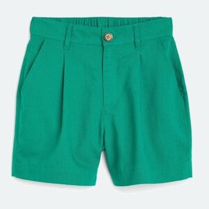 Emerald Green Resort High Waist Tailored Linen Shorts size 14